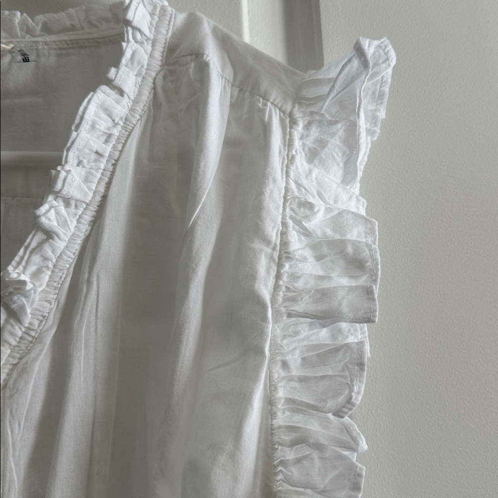 Elan White Ruffled Tie-Front Blouse - Picture 4 of 4